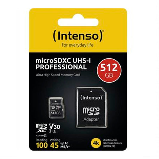 INTENSO MICROSD 512GB UHS-I PROFISSIONAL C\ ADAPTADOR