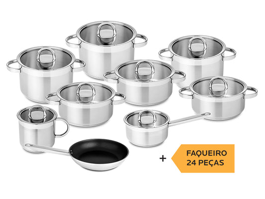 SILAMPOS - CONJUNTO 9 + FAQUEIRO 24 PEÇAS ATLANTICO GLASS 632125V50496
