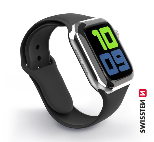 SWISSTEN - SILICONE BAND FOR APPLE WATCH 42-49MM (BLACK)