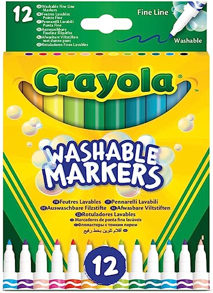 CRAYOLA - WASHABLE MARKERS FINE LINE 12X