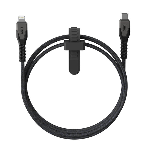 UAG - CABO RUGGED KEVLAR USB-C - LIGHTNING (BLACK/GREY)