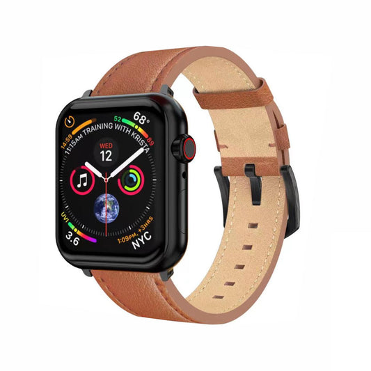 SWISSTEN - LEATHER BAND FOR APPLE WATCH 42-49MM (BROWN/BLCK)