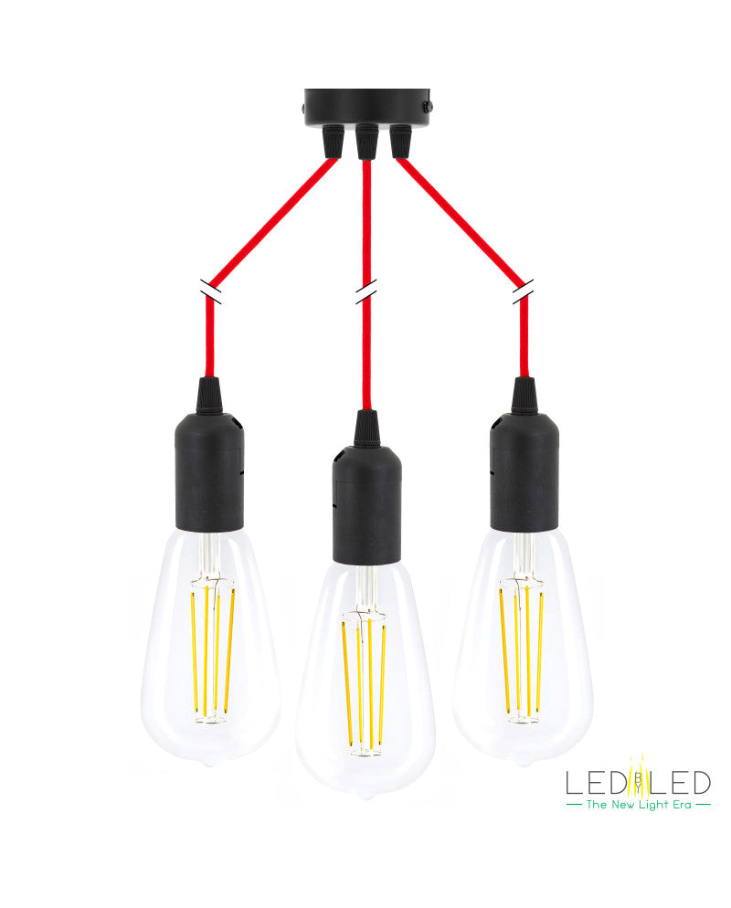 LEDBYLED - CANDEEIRO TECTO BERNY 3 (PRETO/VERMELHO)