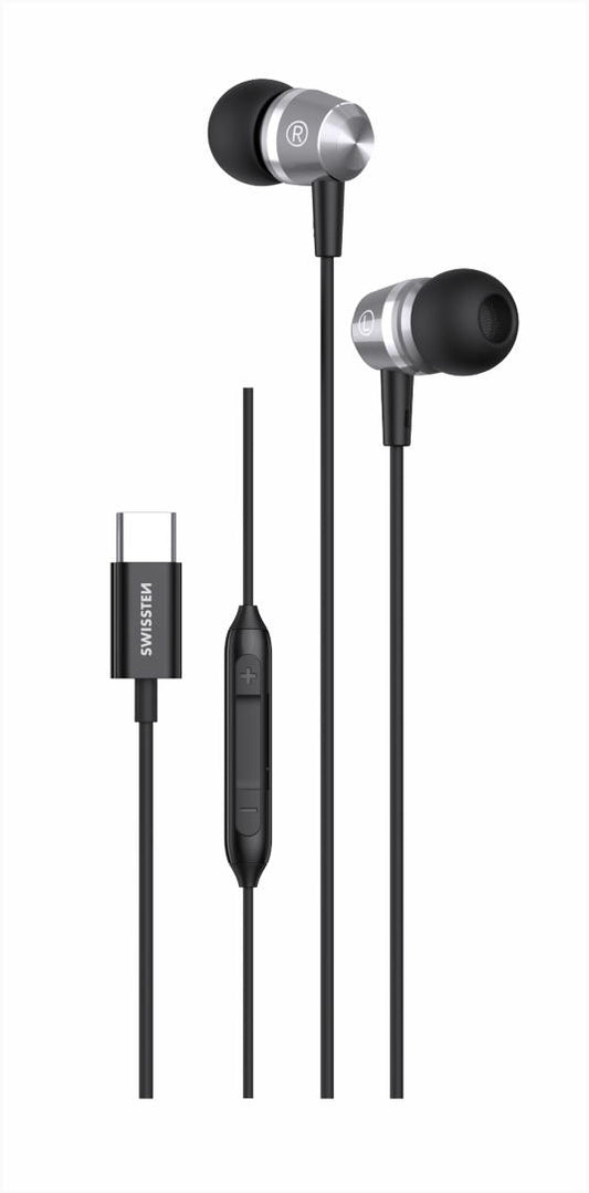 SWISSTEN - EARPHONES USB-C METALLIC