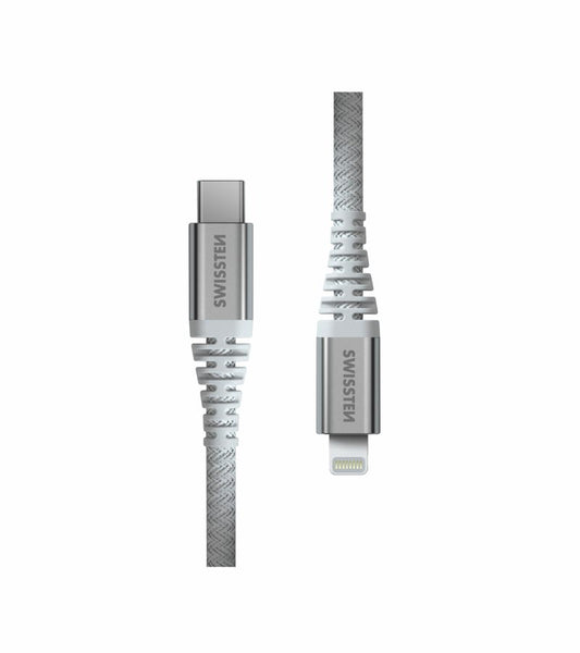 SWISSTEN - CABO ARAMID USB-C - LIGHTNING 1.5M (WHITE)