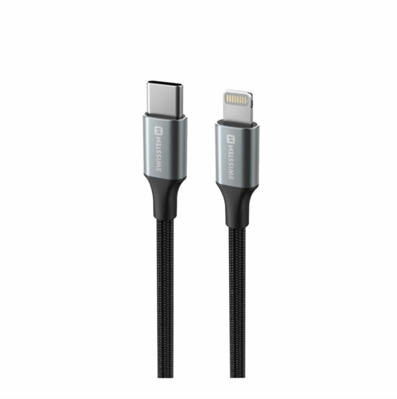 SWISSTEN - TEXTILE II CABLE USB-C - LIGHTNING (1.5M-BLACK)