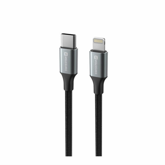 SWISSTEN - TEXTILE II CABLE USB-C - LIGHTNING (1.5M-BLACK)