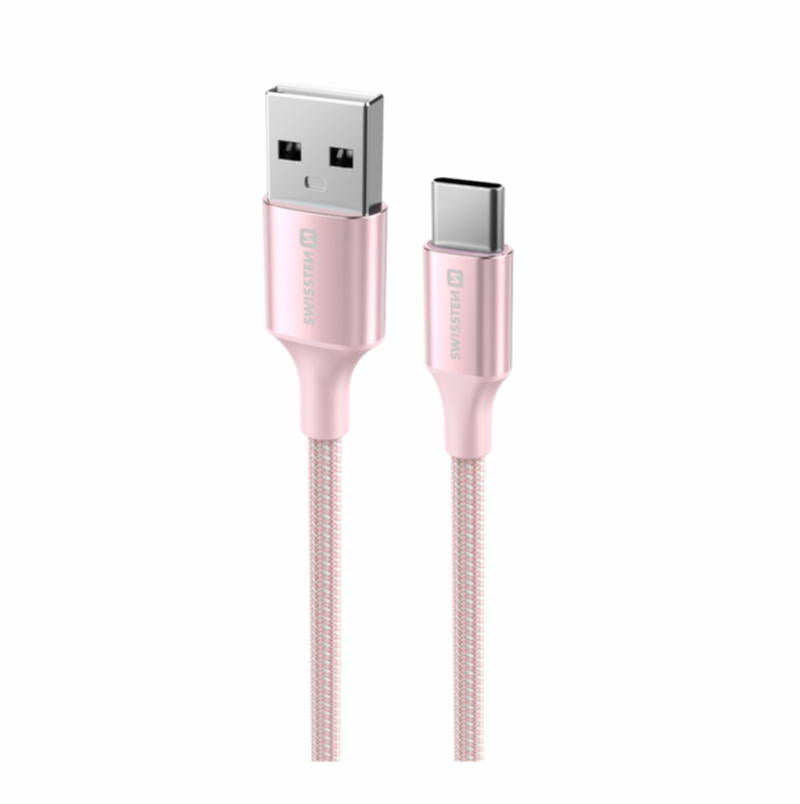 SWISSTEN - TEXTILE II CABLE USB-C - USB (1.5M-PINK)