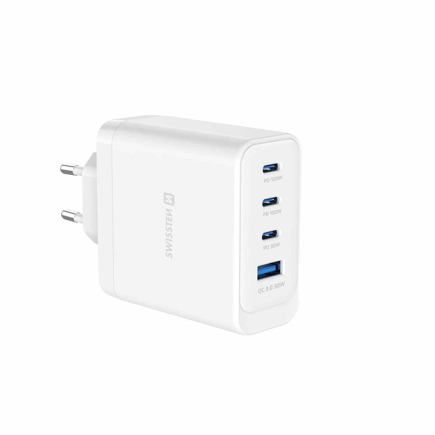 SWISSTEN - TRAVEL CHARGER GAN 100W (3XUSB-C, 2XUSB, WHITE)
