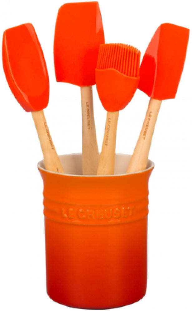 LE CREUSET - SET 4 ESPATULAS + POTE VULCANICO 79003000900000