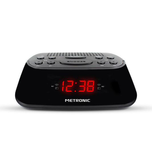 METRONIC - RÁDIO DESPERTADOR FM DUPLO ALARME 477003