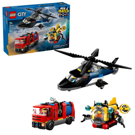 LEGO HELICÓPTERO CAMIÃO BOMBEIROS SUBMARINO 60462
