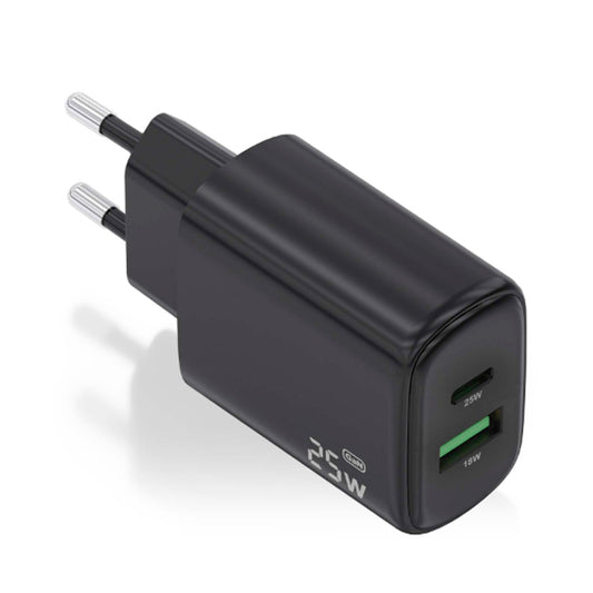 AISENS CARREGADOR 25W 1XUSB-C PD3,0 1XUSB-A QC3,0 PRETO