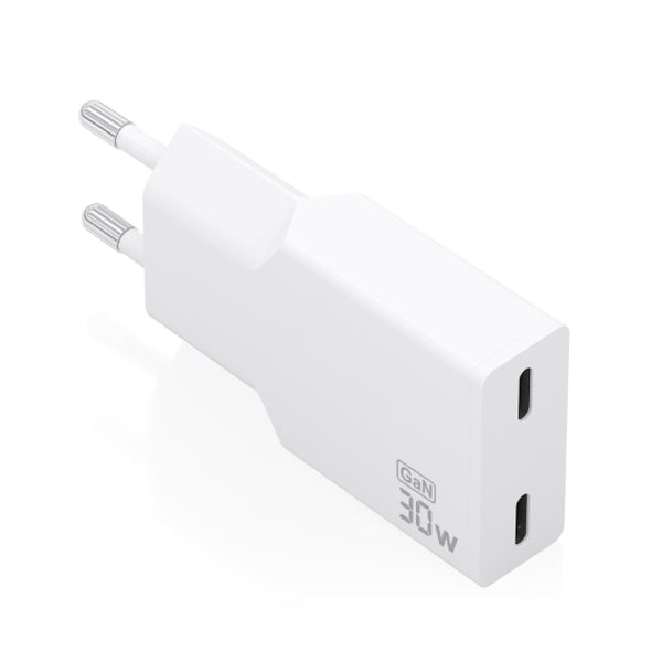 AISENS CARREGADOR ULTRA FINO GAN 30W 2XUSB-C PD3,0 BRANCO