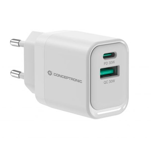 CONCEPTRONIC CARREGADOR GAN 1XUSB-C 1XUSB QC 33W MEGA CAMPANHA