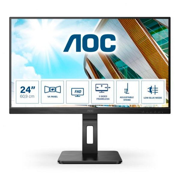 AOC MONITOR VA 24" (23.8) FHD VGA DVI HDMI DP USB COLUNAS HAS 24P2QM