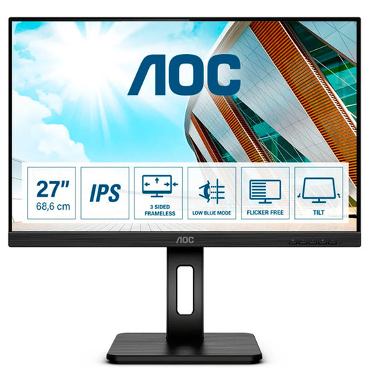 AOC MONITOR IPS 27" FHD VGA DVI HDMI DP USB COLUNAS HAS PIVOT 27P2Q