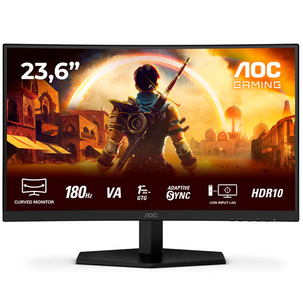AOC MONITOR VA 24" (23.8) FHD CURVO 0.5MS 180HZ HDMI DP COLUNAS C24G42E