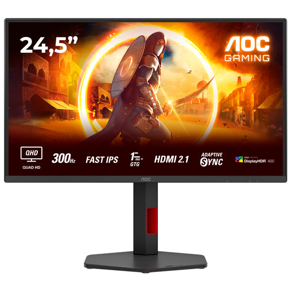 AOC MONITOR FAST IPS 25" (24.5) 16:9 FHD 1MS 300HZ HDMI DP COLUNAS HAS PIVOT