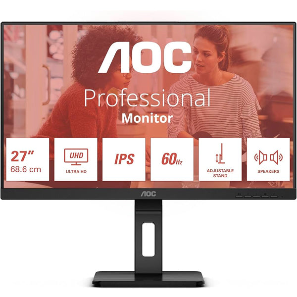 AOC MONITOR IPS 27" UHD 4K HDMI DP USB COLUNAS HAS PIVOT U27E3UF