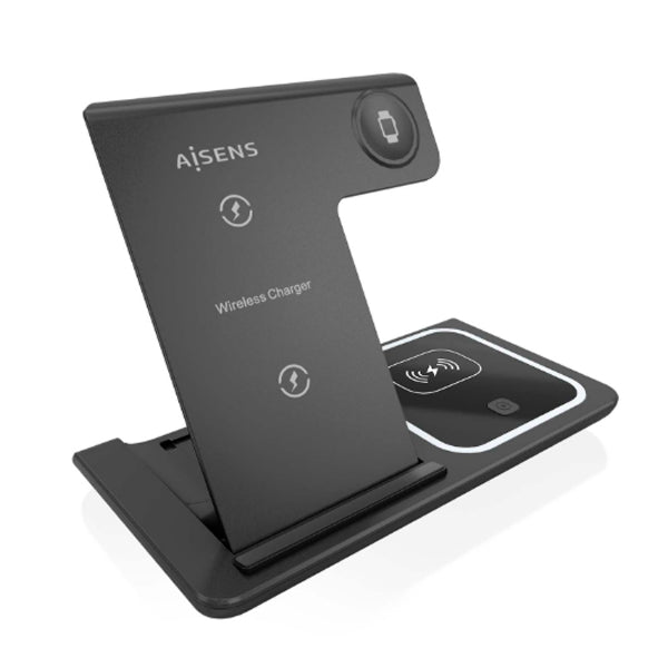 AISENS CARREGADOR WIRELESS USB-C 3-EM-1 15W PRETO