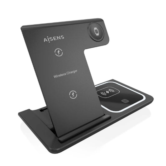 AISENS CARREGADOR WIRELESS USB-C 3-EM-1 15W PRETO
