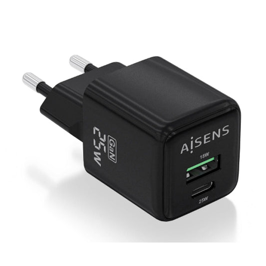 AISENS CARREGADOR GAN 25W 1XUSB-C PD3,0 QC4,0 1XUSB-A QC3,0