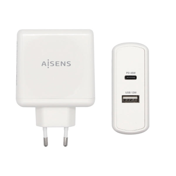 AISENS CARREGADOR 57W 1XUSB-C PD3,0 45W 1XUSB-A 5V 2,4A 12W