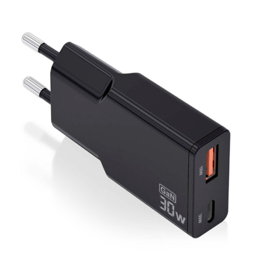 AISENS CARREGADOR GAN ULTRA FINO 30W 1XUSB-C PD3,0 QC4,0 1XUSB-A QC3,0