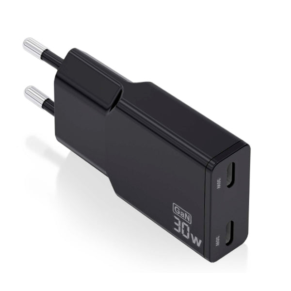 AISENS CARREGADOR GAN ULTRA FINO 30W 2XUSB-C PD3,0 QC4,0