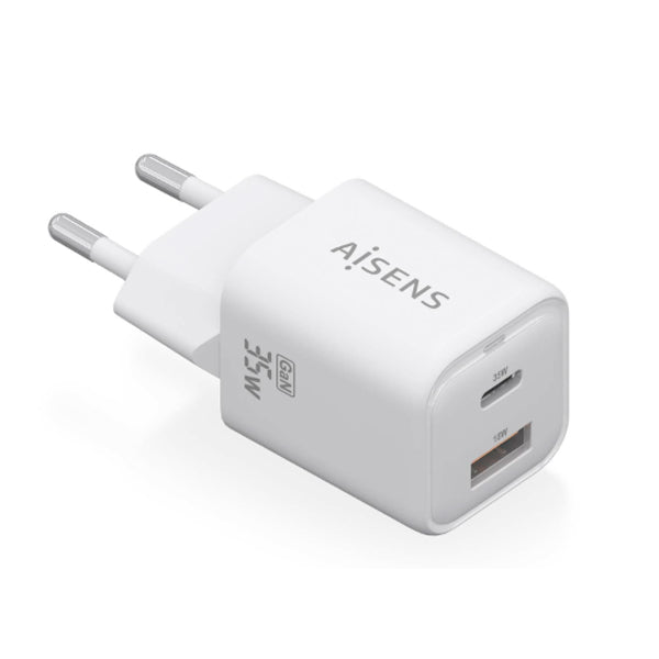 AISENS CARREGADOR GAN 35W 1XUSB-C PD3,0 QC4,0 1XUSB-A QC3,0 BRANCO