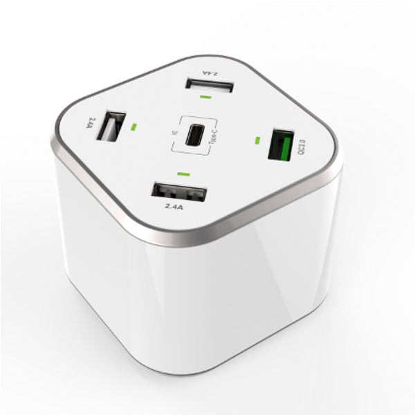 AISENS CARREGADOR DE SECRETARIA 48W 5 PORT 3XUSB-A 1XUSB-C 1XUSB QC3,0 BRANCO