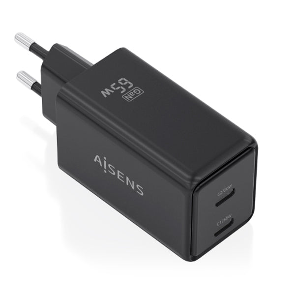 AISENS CARREGADOR GAN 65W 2XUSB-C PD3,0 QC4,0 PRETO