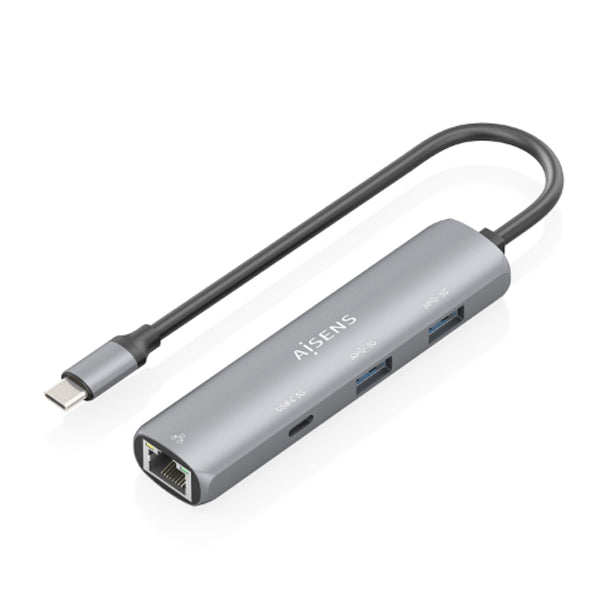 AISENS DOCK USB-C A ETHERNET GIGABIT + HUB 1XUSB-C+2XUSB-A 15CM CINZENTO