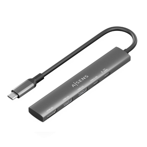AISENS USB-C DOCK 5 EM 1 USB-C A 1XHDMI 2XUSB-A 1XUSB-C 1XUSB-C PD 15CM CINZENTO