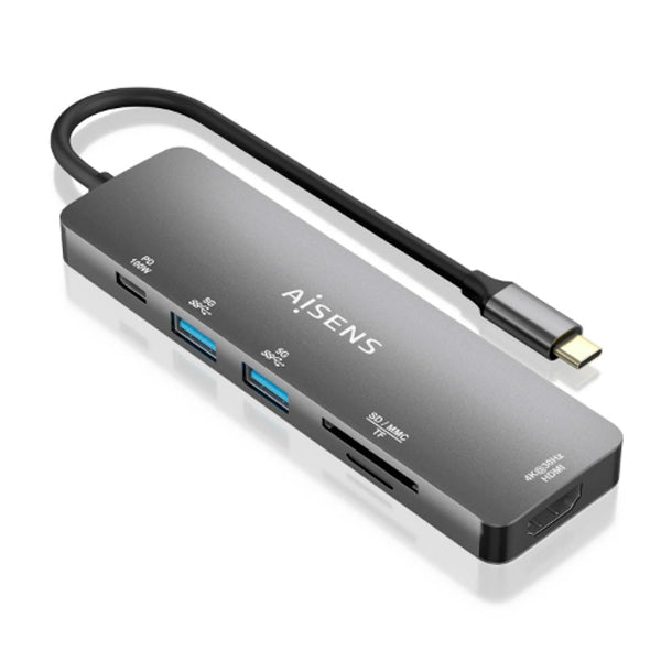 AISENS USB-C DOCK 6 EM 1 USB-C A 1XHDMI 2XUSB-A 1XUSB-C PD 100W 1XSD 1XMICRO SD