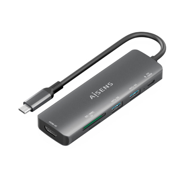 AISENS USB-C DOCK 6 EM 1 USB-C A 1XHDMI 2XUSB-A 1XUSB-C PD 100W 1XSD 1XMICRO SD