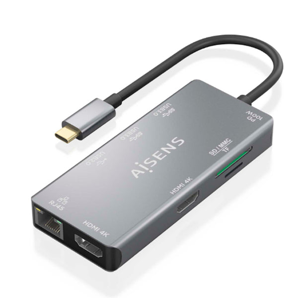 AISENS DOCK USB-C 9-EM-1 (USB-C/HDMI/RJ45/USB-A/MICROSD)