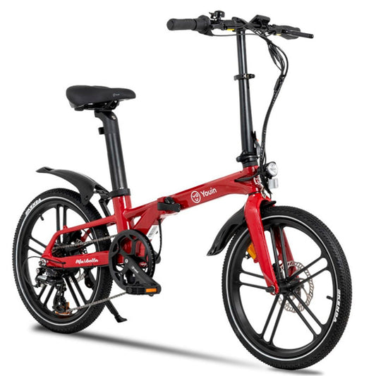 YOUIN BICICLETA URBANA ELÉTRICA MARBELLA RODA FAT 20" VERMELHA