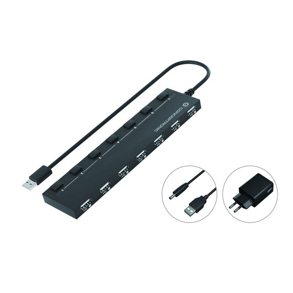 CONCEPTRONIC HUB USB-C 4PORT USB3.0 ALUMINIO PRETO