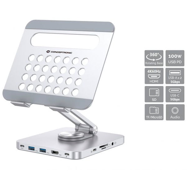 CONCEPTRONIC SUPORTE+ DOCK 1XHDMI 1XUSB-C 1XUSB CR PD100W