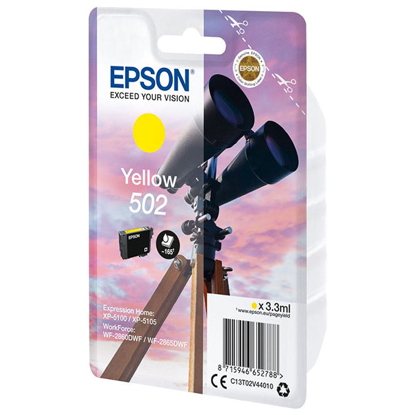 EPSON TINTEIRO AMARELO 502 XP5100/105 WF-2860DWF/865DWF C/ALARME