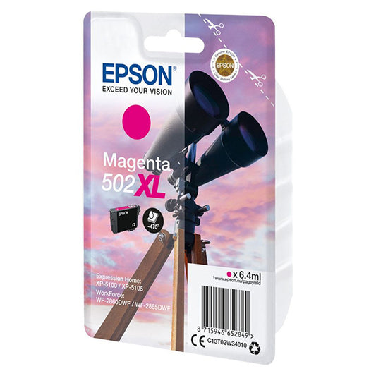 EPSON TINTEIRO MAGENTA 502XL XP5100/105 WF-2860DWF/865DWF C/ALARME MOQ 10