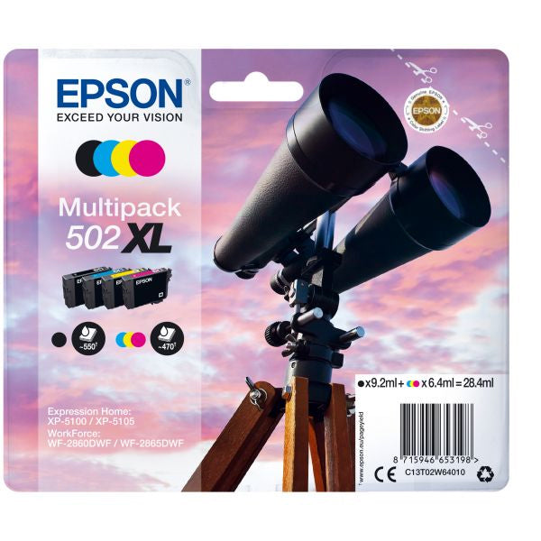 EPSON TINTEIRO PACK 4 CORES 502XL XP5100/105 WF-2860DWF/865DWF C/ALARME MOQ7