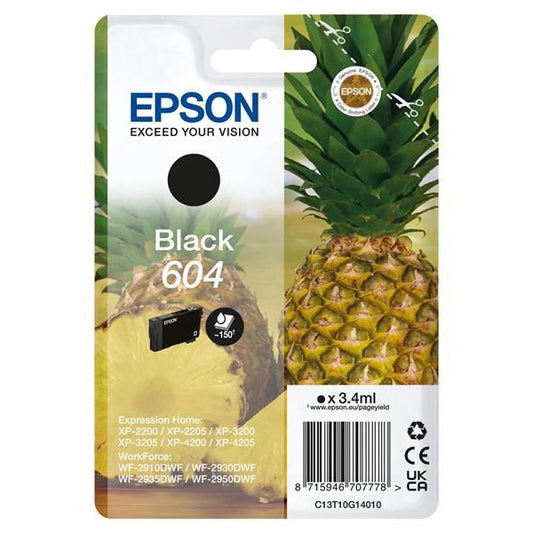 EPSON TINTEIRO PRETO 604 XP2200/05/3200/05/4200/05/WF2910/30/35/50 MOQ 10