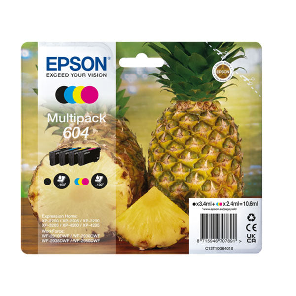EPSON TINTEIRO PACK 4 CORES 604 XP2200/05/3200/05/4200/05/WF2910/30/35/50