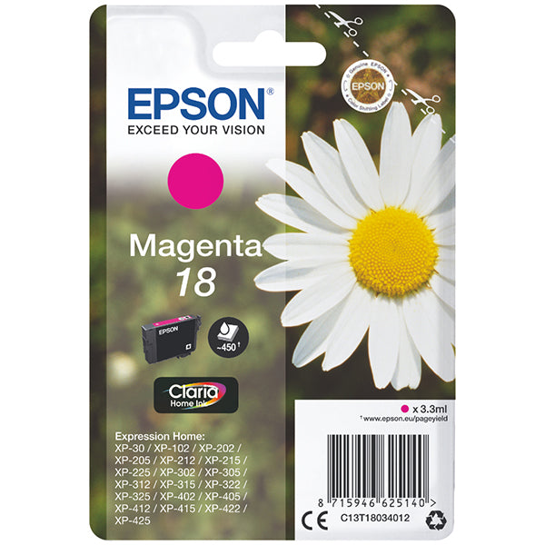EPSON TINTEIRO MAGENTA 18XL  XP102/XP205/XP305/XP40 C/ALARME MOQ 10