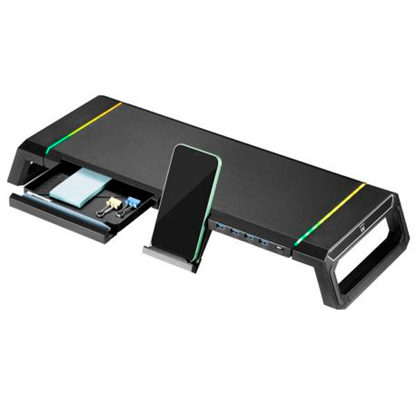 EWENT SUPORTE MONITOR  RGB+ GAVETA+ HUB 4 PORT USB 3.0+ SUPORTE TLM