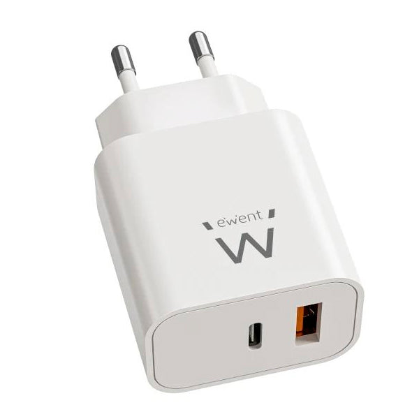 EWENT CARREGADOR GAN 1XUSB-C 1XUSB-A 20W BRANCO