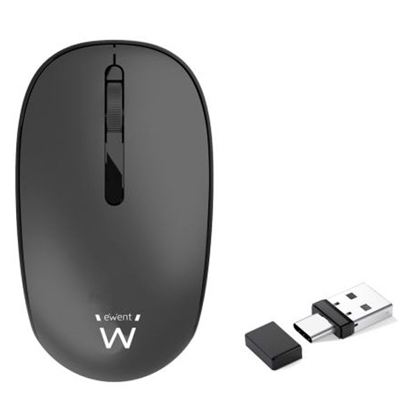 EWENT RATO WIRELESS SILENT C/ ADAPT USB-C  BLACK 1000DPI